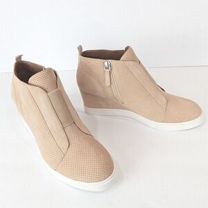 Linea Paolo FELICIA SUEDE Platform Wedge Sneaker‎ Size 8.5 Blush Side Zip Bootie